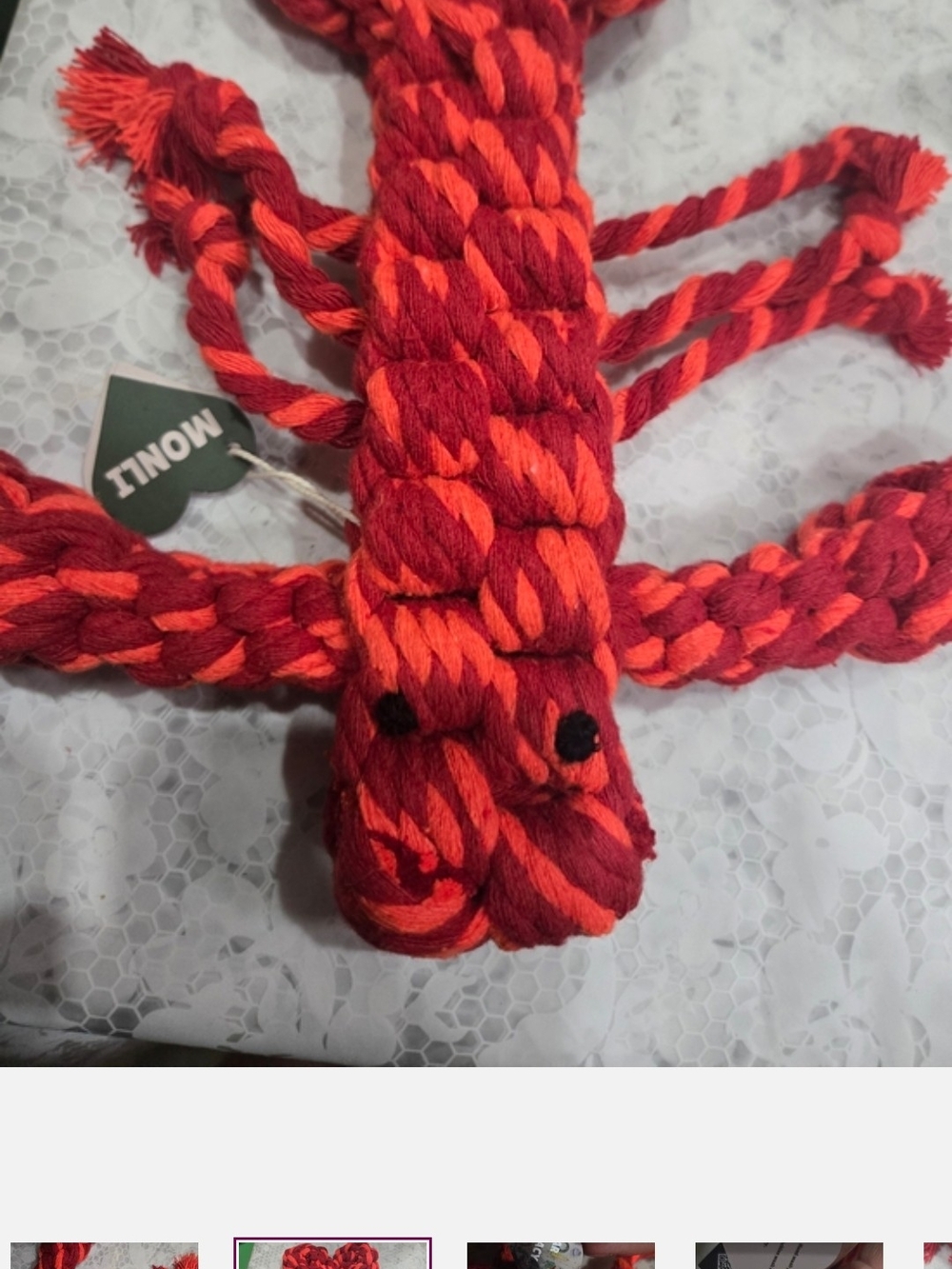 Coral Pop Lobster Rope Pet Toy - Red - Picture 4 of 5
